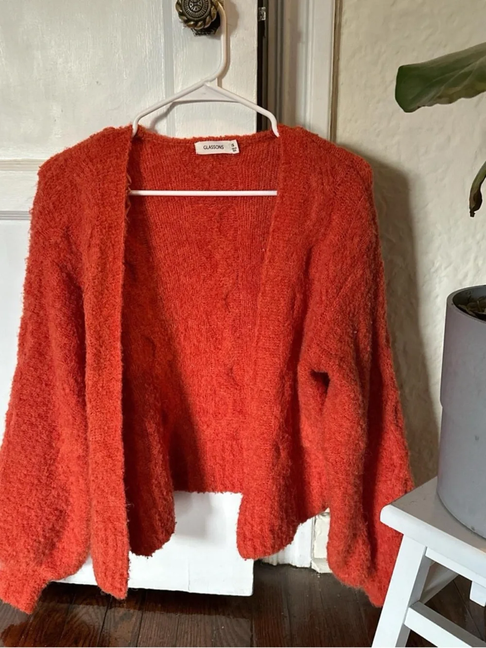Glassons Off-Shoulder Orange Bouclé Sweater - Picture 2 of 2